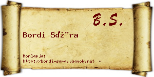 Bordi Sára névjegykártya